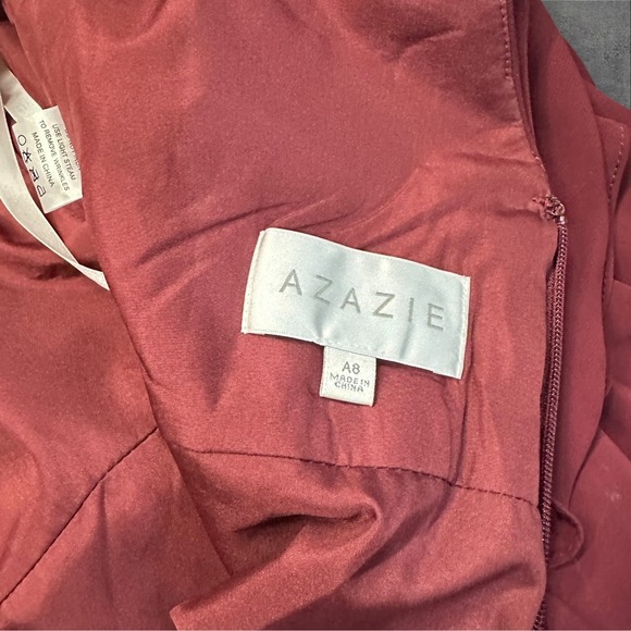 AZAZIE PAMELA Mulberry A-Line V-Neck Pleated Chiffon‎ Dress - Picture 6 of 16